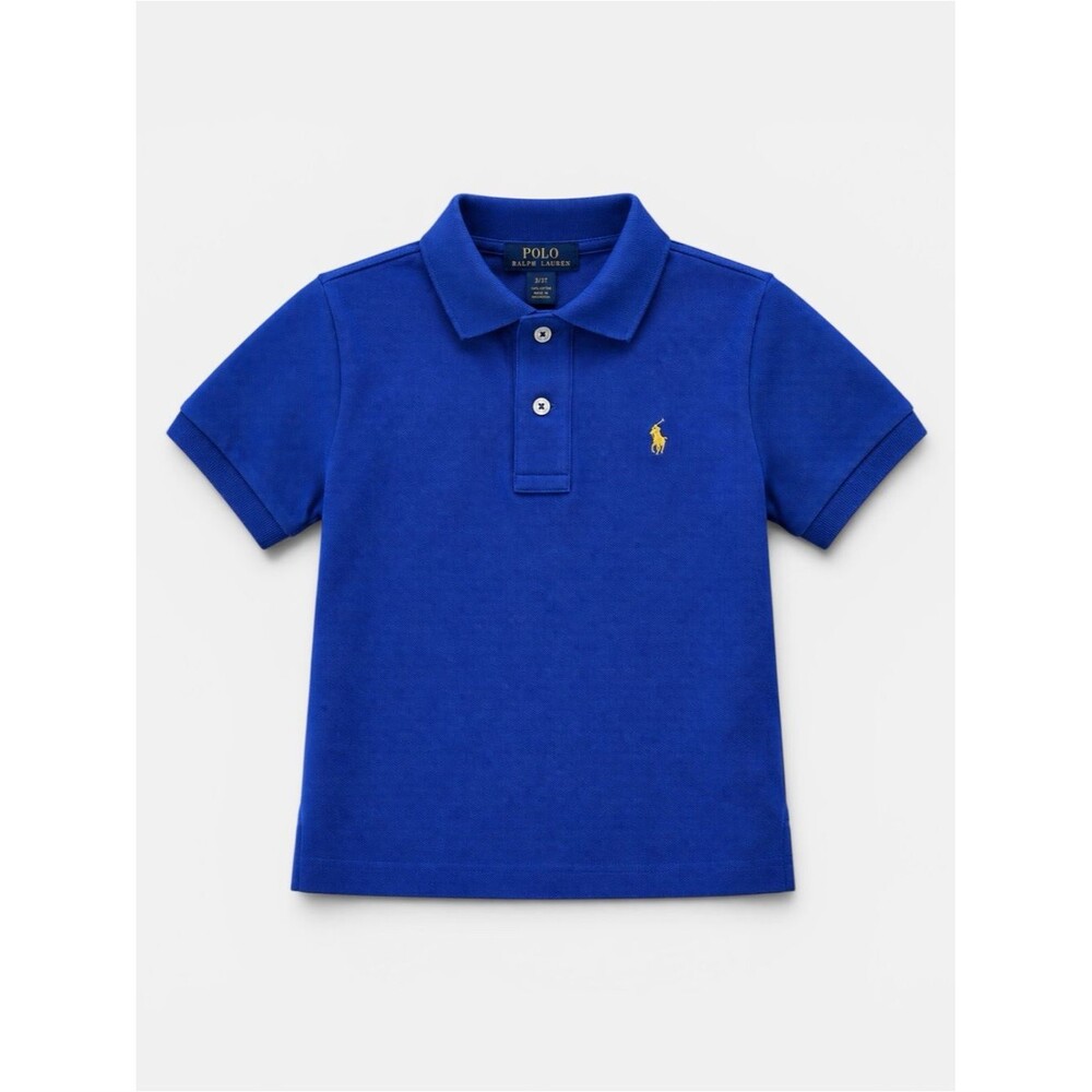 Polo Ralph Lauren Boys Blue Mesh Polo Shirt Short Sleeve Classic Fit 3T Preppy